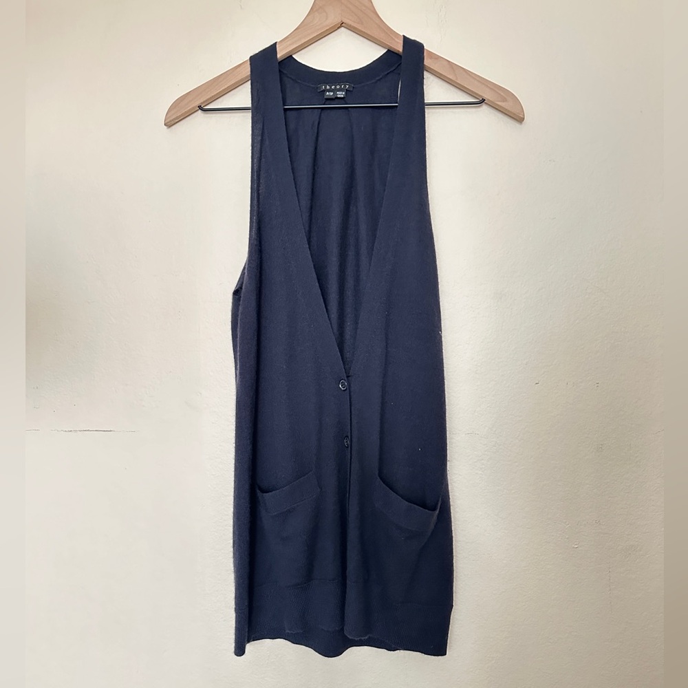 Theory Cerena 100% Cashmere Navy Sweater Vest